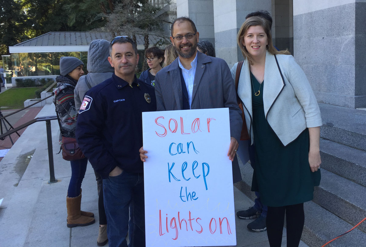 Sachu Constantine at California solar rights rally